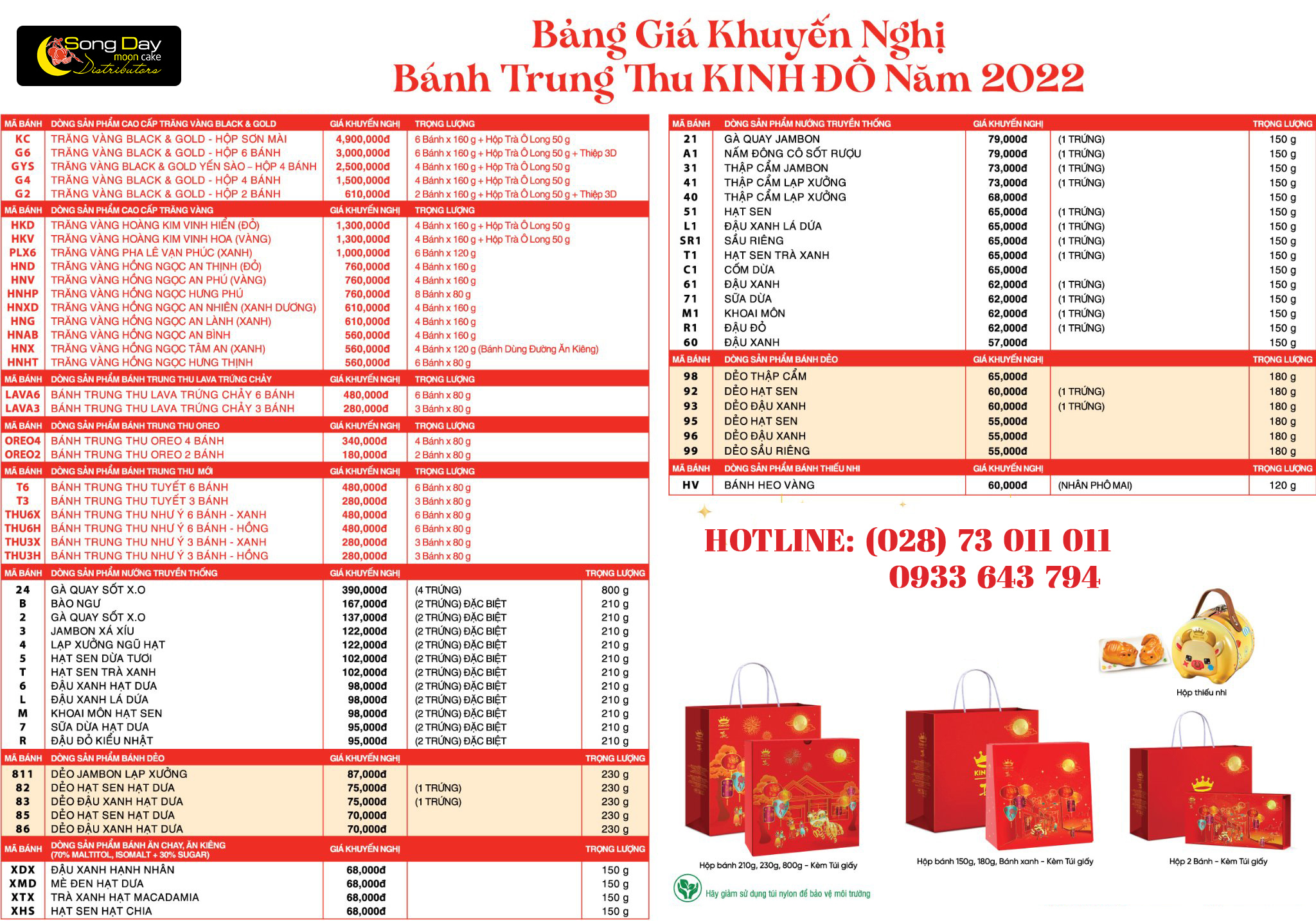 Bảng báo giá bánh trung thu Kinh Đô 2023