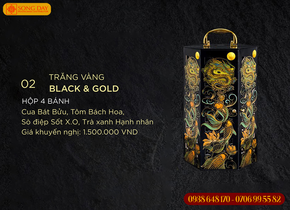 Hộp Trăng Vàng Kinh Đô BLACK & GOLD chứa 4 bánh