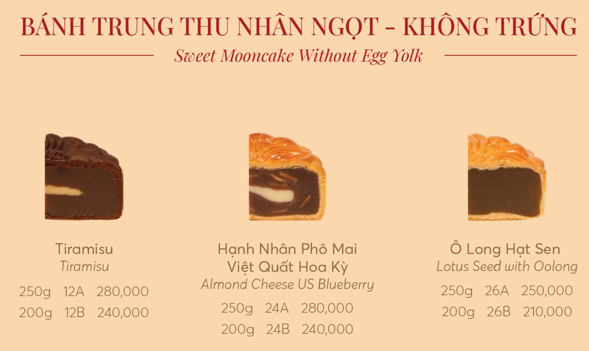bánh trung thu nhân ngọt không trứng