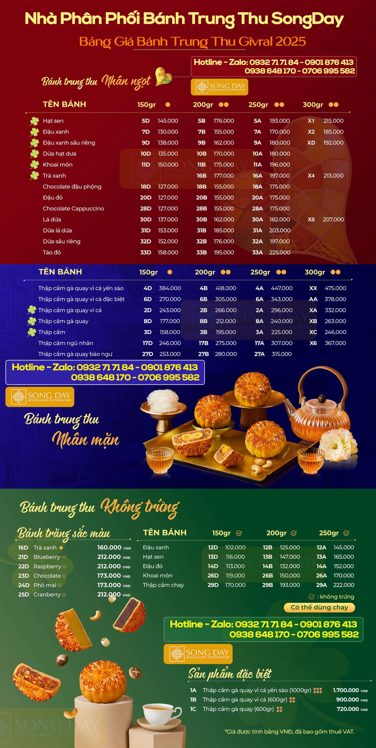 bảng giá bánh trung thu givral