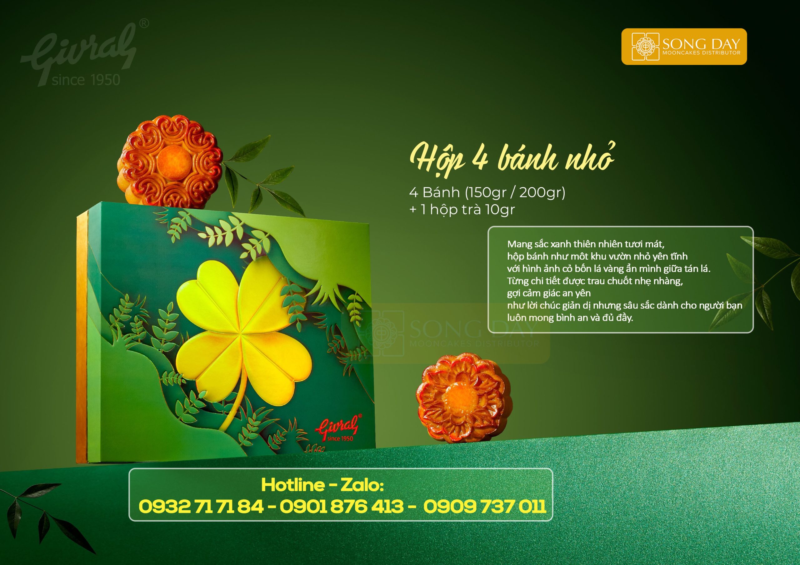 hộp bánh trung thu givral 4 bánh nhỏ