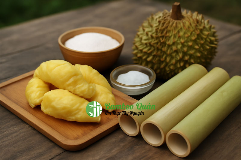 Cách chế biến sầu riêng nướng ống tre đúng điệu