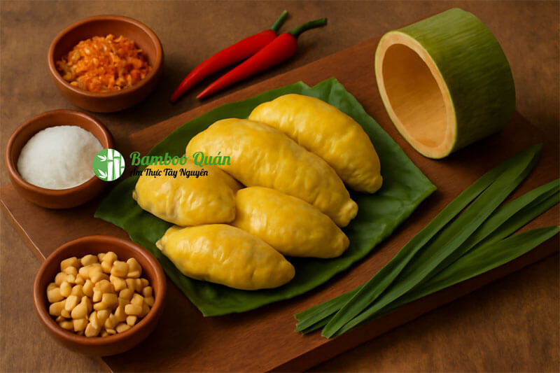 Nguyên liệu cần chuẩn bị cho việc nướng sầu riêng trong ống tre