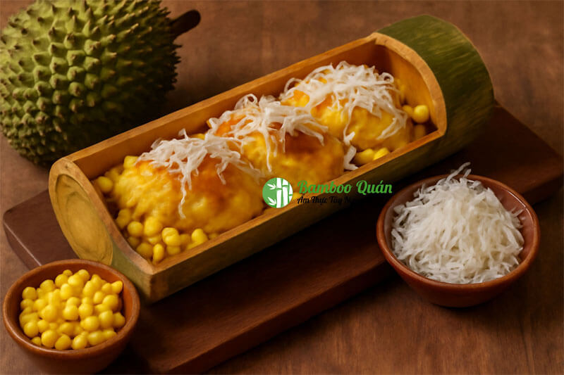 sầu riêng nơ bắp dừa nướng ống tre