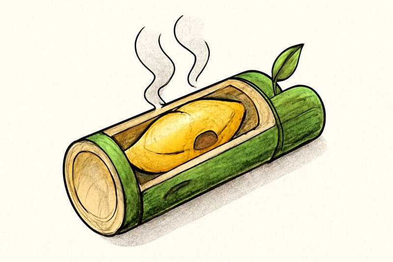 sầu riêng nướng ống tre tại bamboo