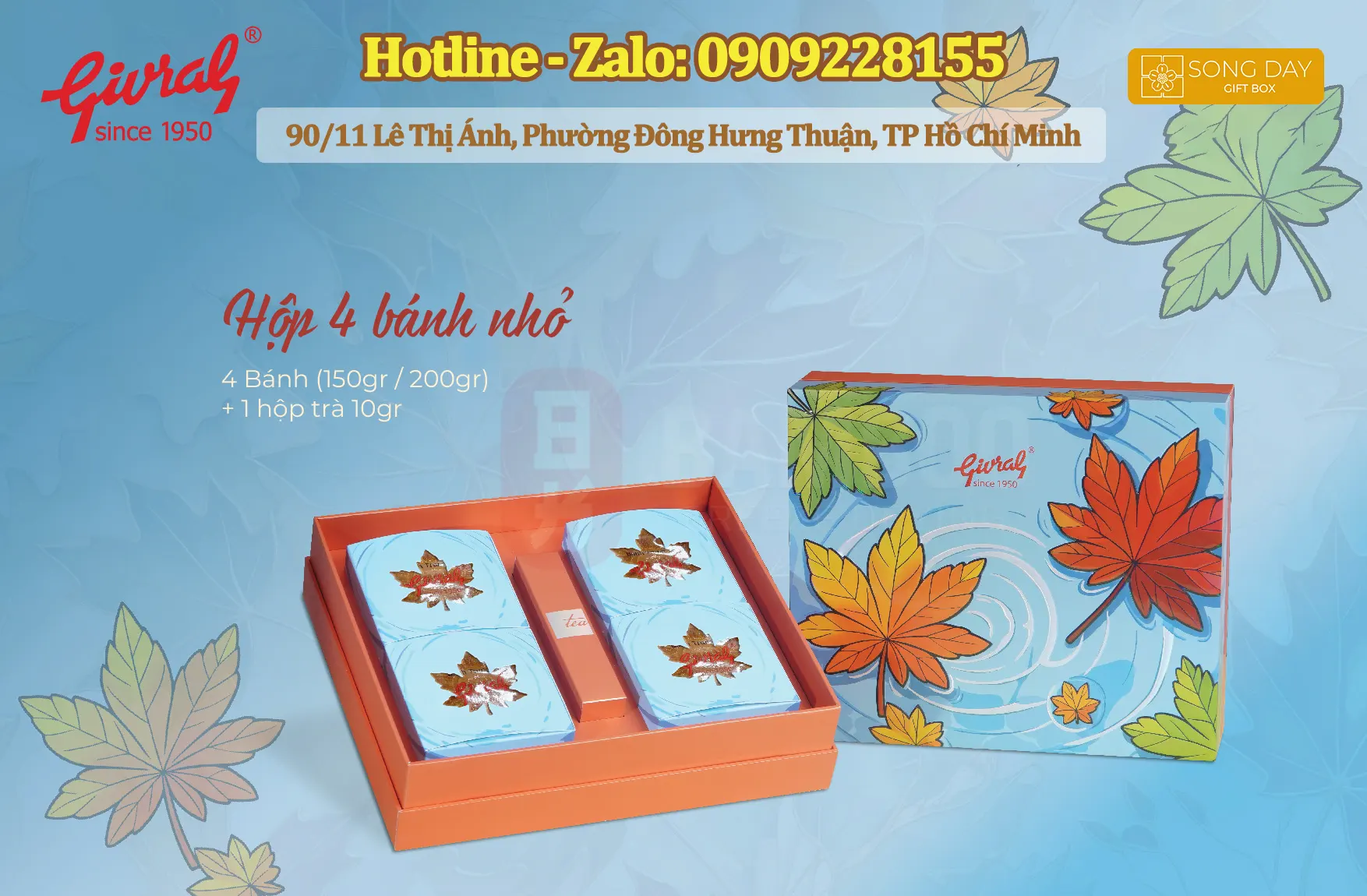 mẫu hộp bánh trung thu givral 4 bánh nhỏ