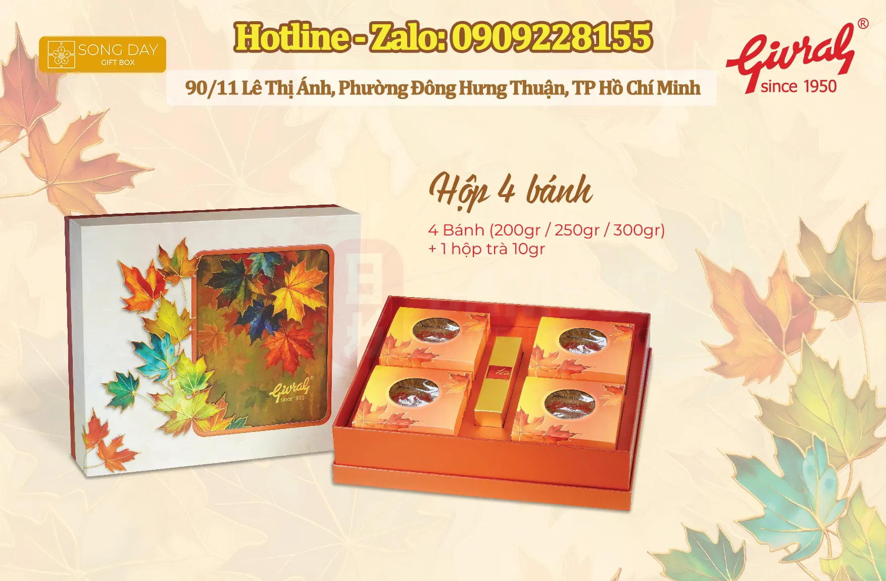 mẫu hộp bánh trung thu givral 4 bánh