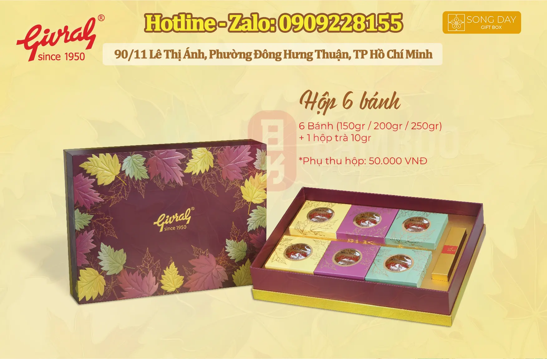 hộp bánh trung thu givral 6 bánh